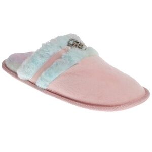 bebe Bedroom House Slippers Barbiecore Jeweled Slip On Super Soft Faux Fur NIP